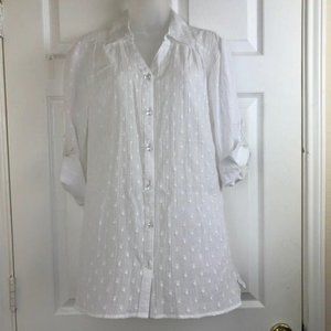 Denim & Co white sheet top with marble l